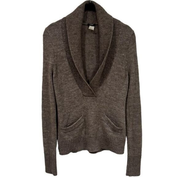 J. Crew Alpaca Blend Plunge V-Neck Long Sleeve Sweater Capsule Cozy Cabincore S - Picture 2 of 9